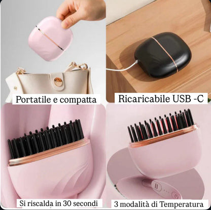 Lupa Mini™ – Piastra per capelli portatile a vapore, ricaricabile USB